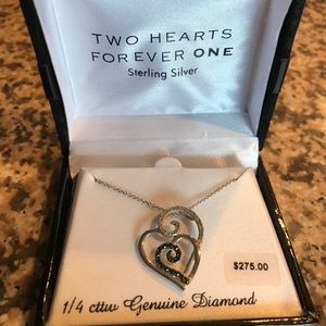 Sterling Silver Diamond Heart Necklace